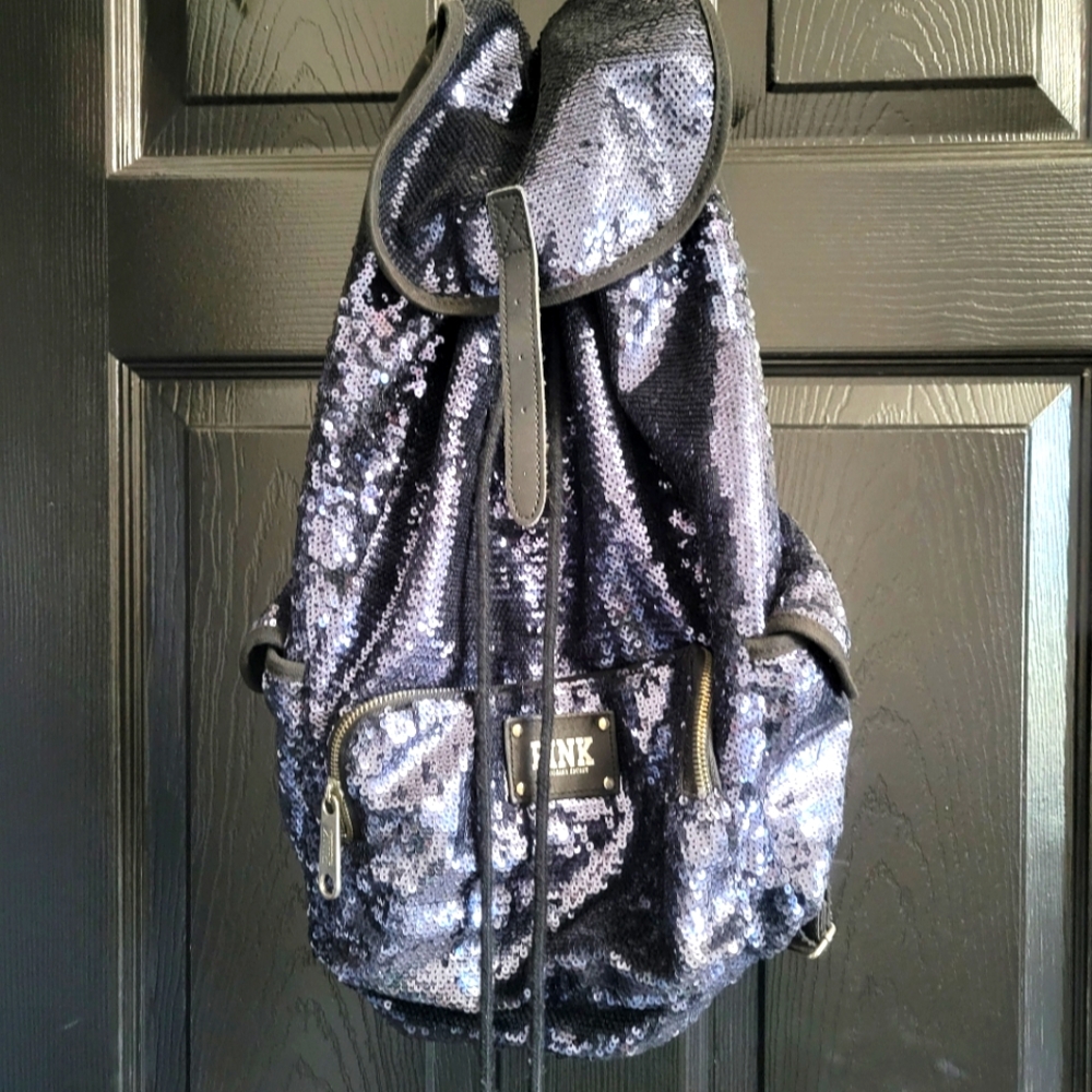 PINK Victoria's Secret - Black Sequin Backpack